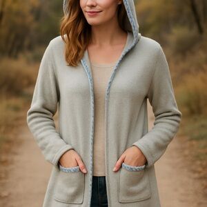 Soft Surroundings Hooded Open Front Cardigan Sweater | XL